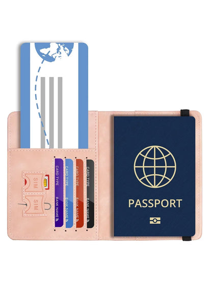 RFID Blocking Leather Card Case Passport Holder Cover Wallet Travel Accessories for Women Men