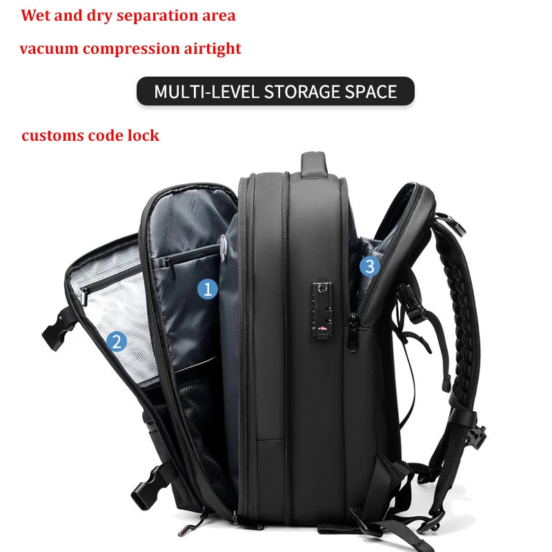 Men Travel Backpack Vacuum Compression 17 Inch Laptop Backpack Business Large Capacity School Backpack Expanded Hiking Backpack