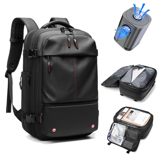 Men Travel Backpack Vacuum Compression 17 Inch Laptop Backpack Business Large Capacity School Backpack Expanded Hiking Backpack