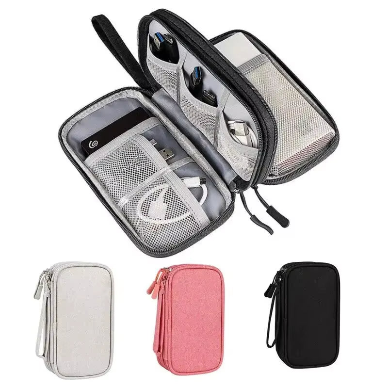 1Pc NEW Travel Organizer Bag Cable Storage Organizers Pouch Carry Case Portable Waterproof Double Layers Storage Bags Cable Cord