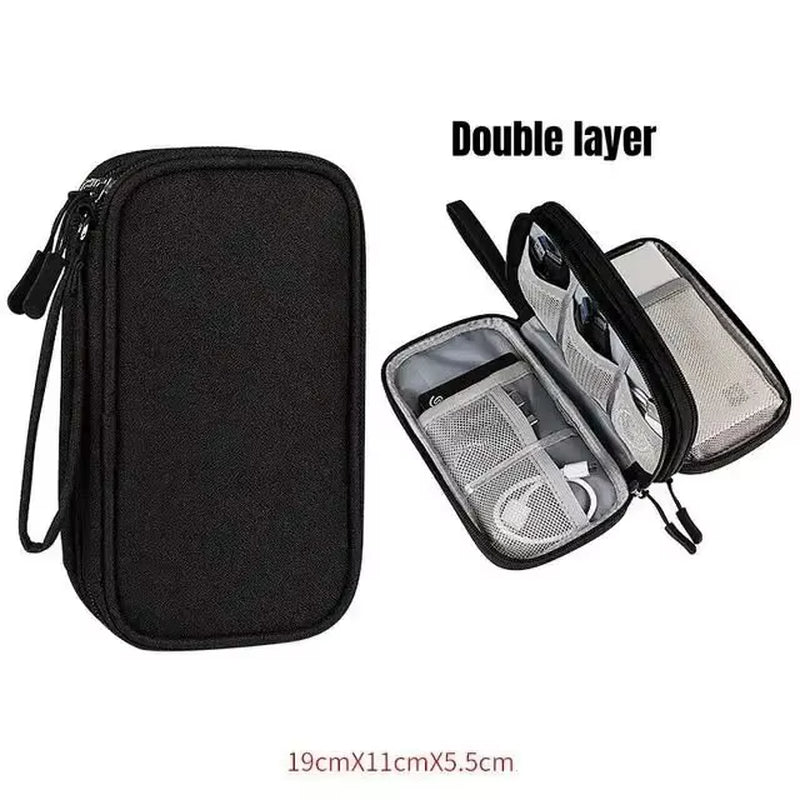 1Pc NEW Travel Organizer Bag Cable Storage Organizers Pouch Carry Case Portable Waterproof Double Layers Storage Bags Cable Cord