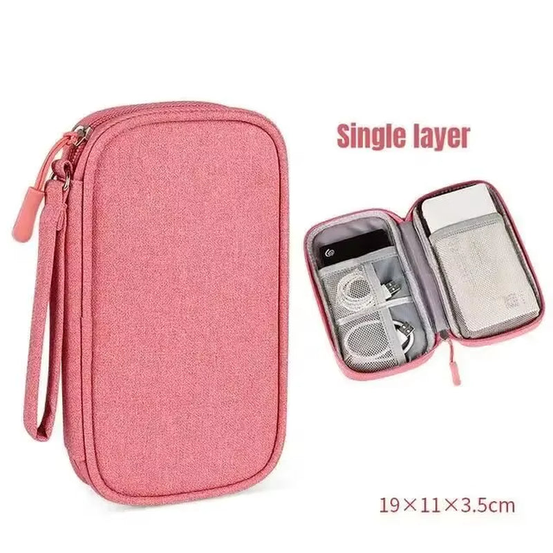 1Pc NEW Travel Organizer Bag Cable Storage Organizers Pouch Carry Case Portable Waterproof Double Layers Storage Bags Cable Cord