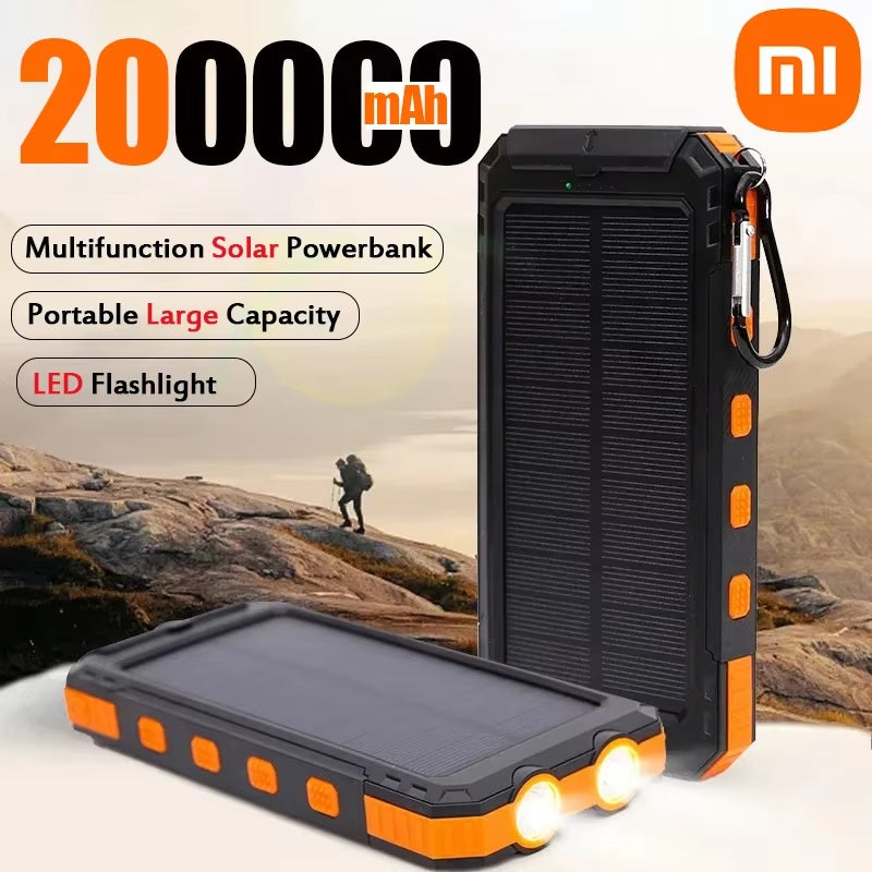 Xiaomi 200000Mah Large Capacity Solar Powerbank Portable with Lanyard Compass External Battery Outdoor Camping Fast Charging