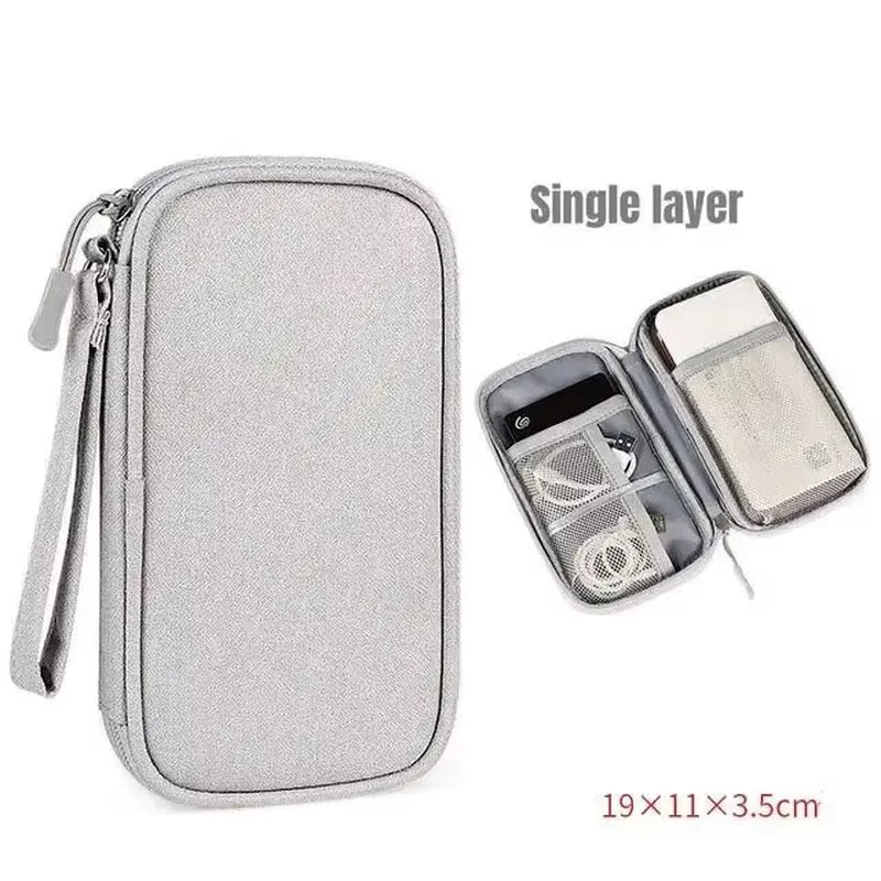 1Pc NEW Travel Organizer Bag Cable Storage Organizers Pouch Carry Case Portable Waterproof Double Layers Storage Bags Cable Cord