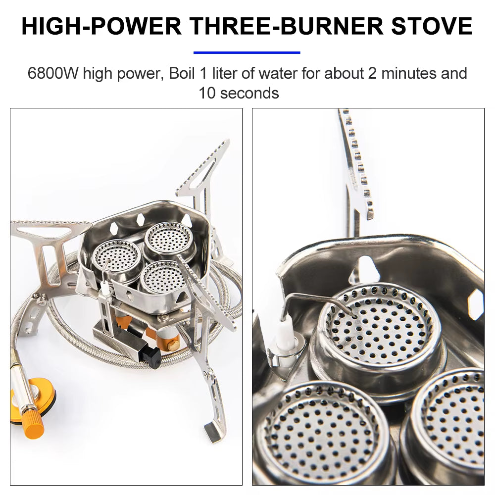 Camping Tourist Burner Big Power Gas Stove Cookware Portable Furnace Picnic Barbecue Tourism Supplies Outdoor Recreation