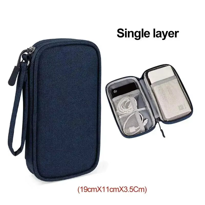 1Pc NEW Travel Organizer Bag Cable Storage Organizers Pouch Carry Case Portable Waterproof Double Layers Storage Bags Cable Cord