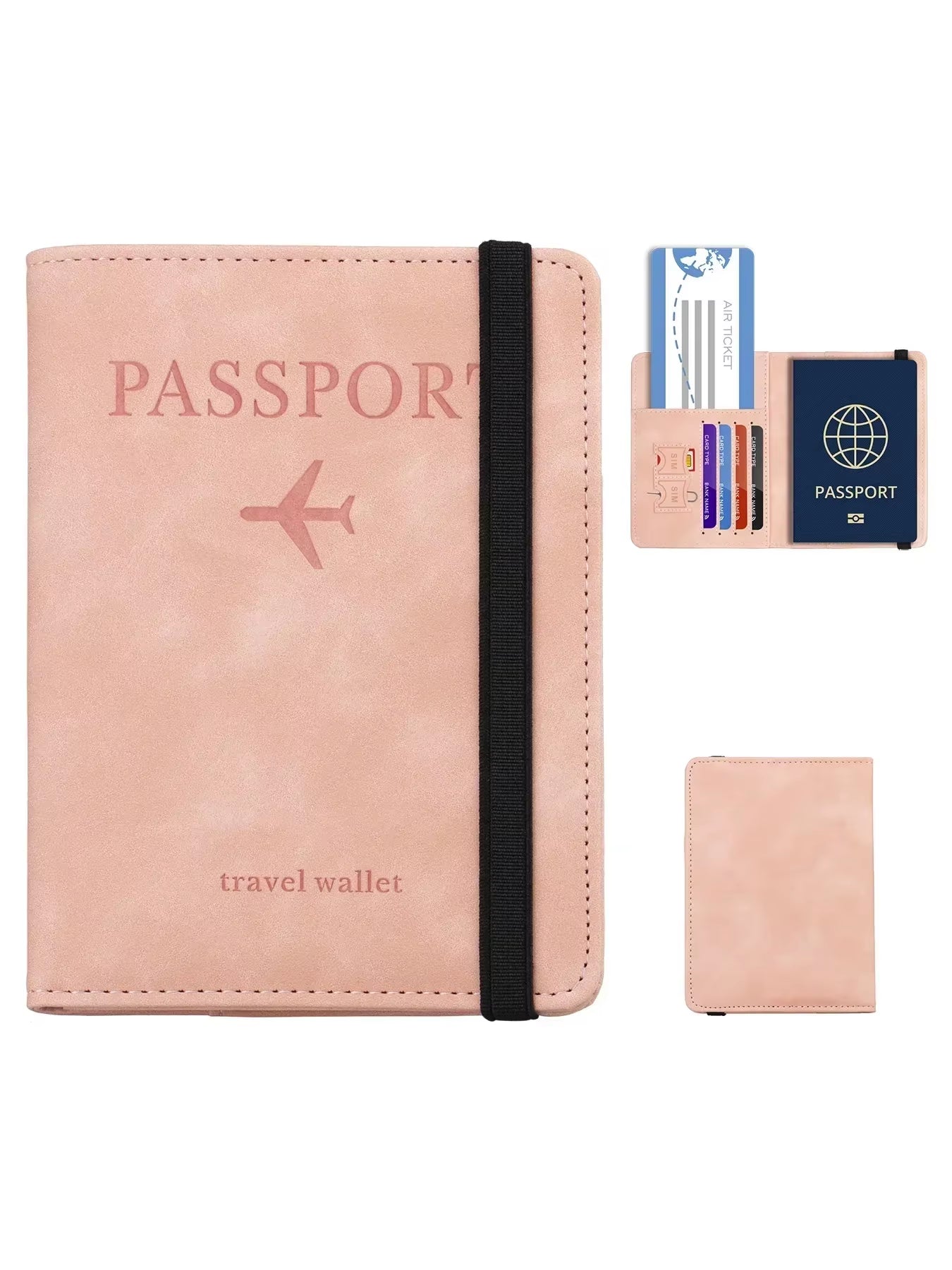 RFID Blocking Leather Card Case Passport Holder Cover Wallet Travel Accessories for Women Men