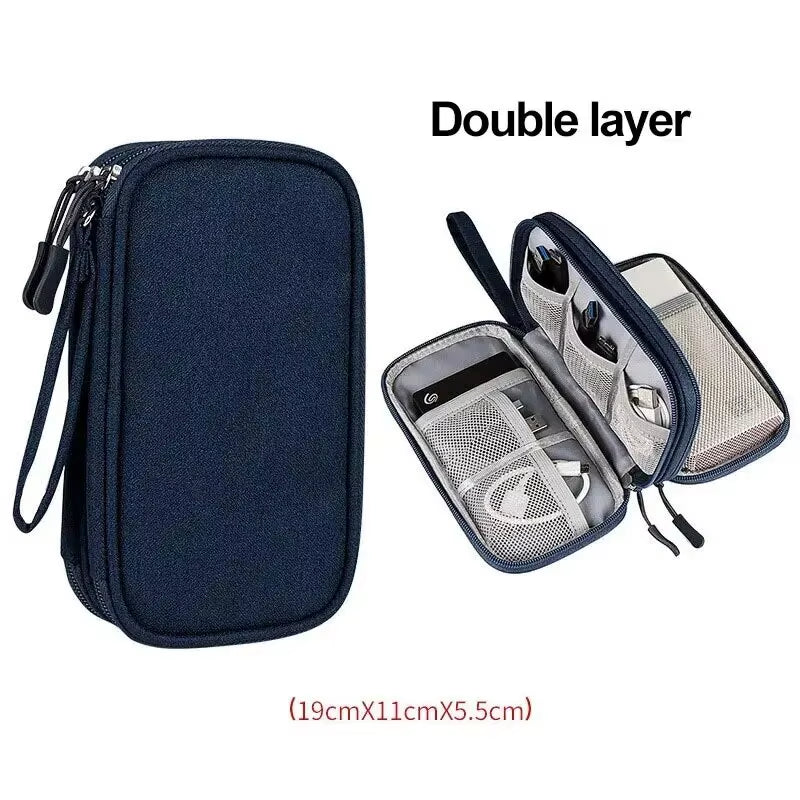 1Pc NEW Travel Organizer Bag Cable Storage Organizers Pouch Carry Case Portable Waterproof Double Layers Storage Bags Cable Cord